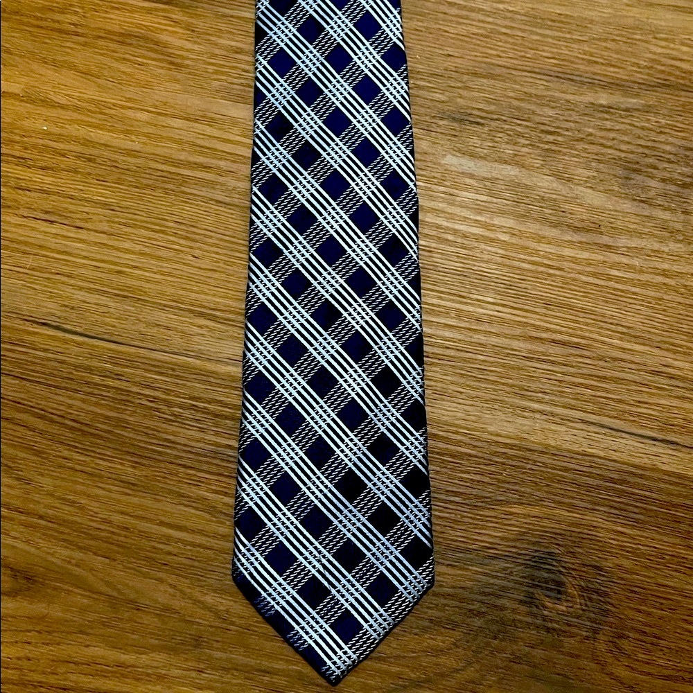 Chaps Navy and White Plaid Men's Tie